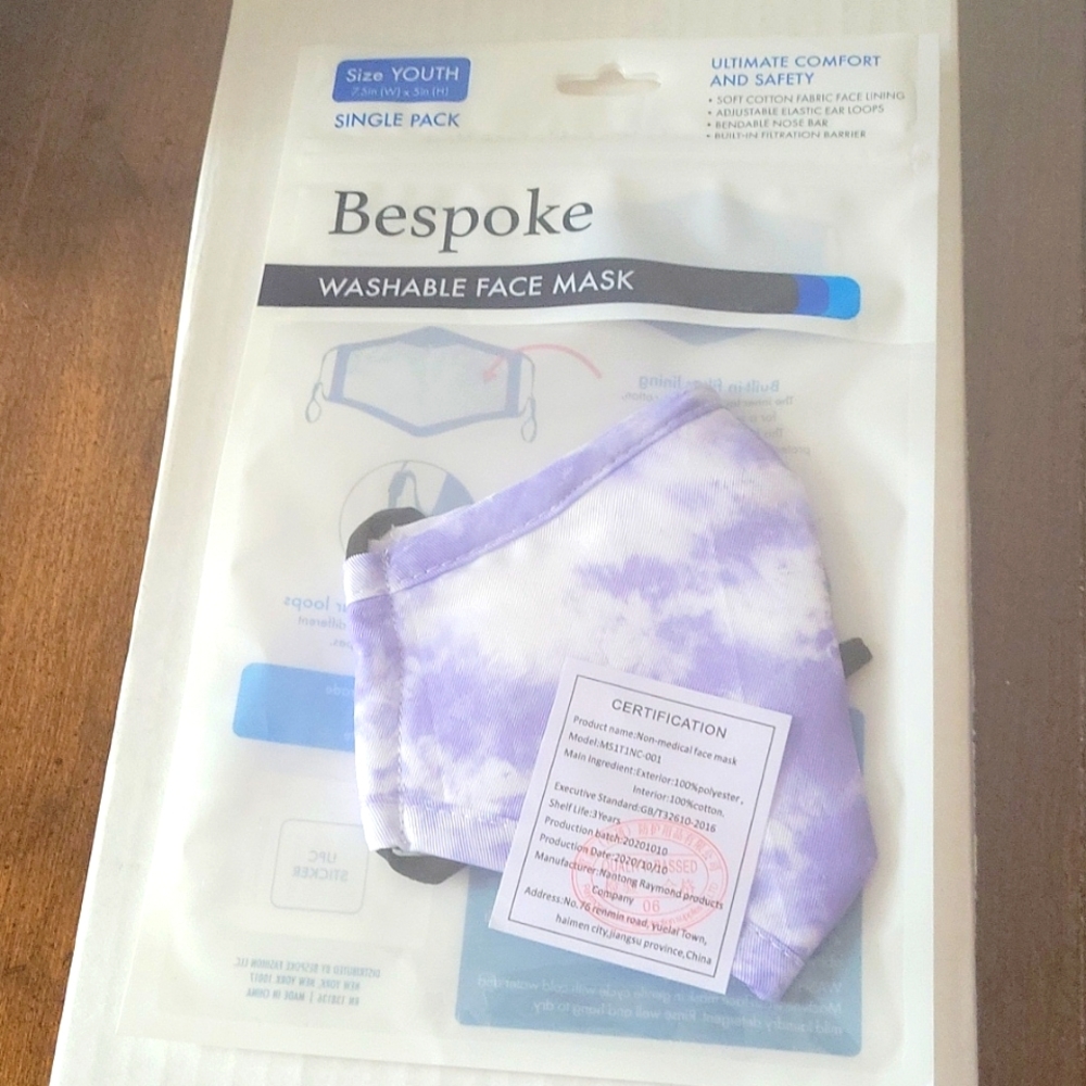 🆕️ Bespoke Washable face mask Purple tie dye Youth